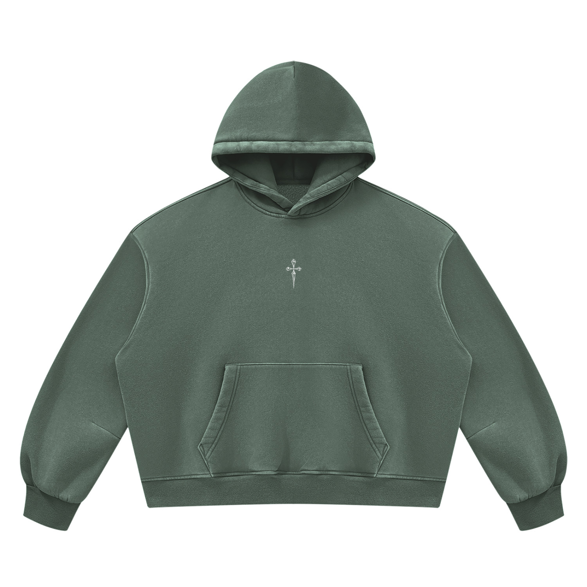 Hoodie in Washed Green
