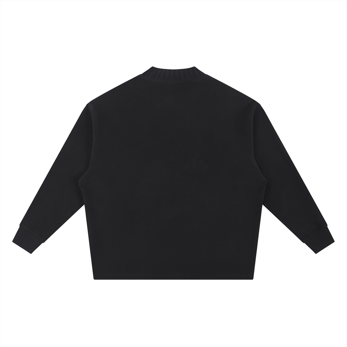 Knitted Round Neck Oversize Sweatshirt in Black