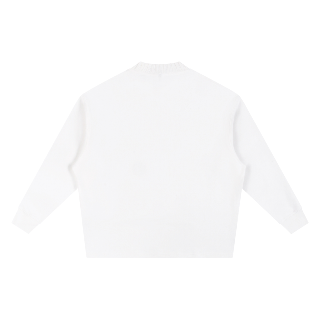 Knitted Round Neck Oversize Sweatshirt in White