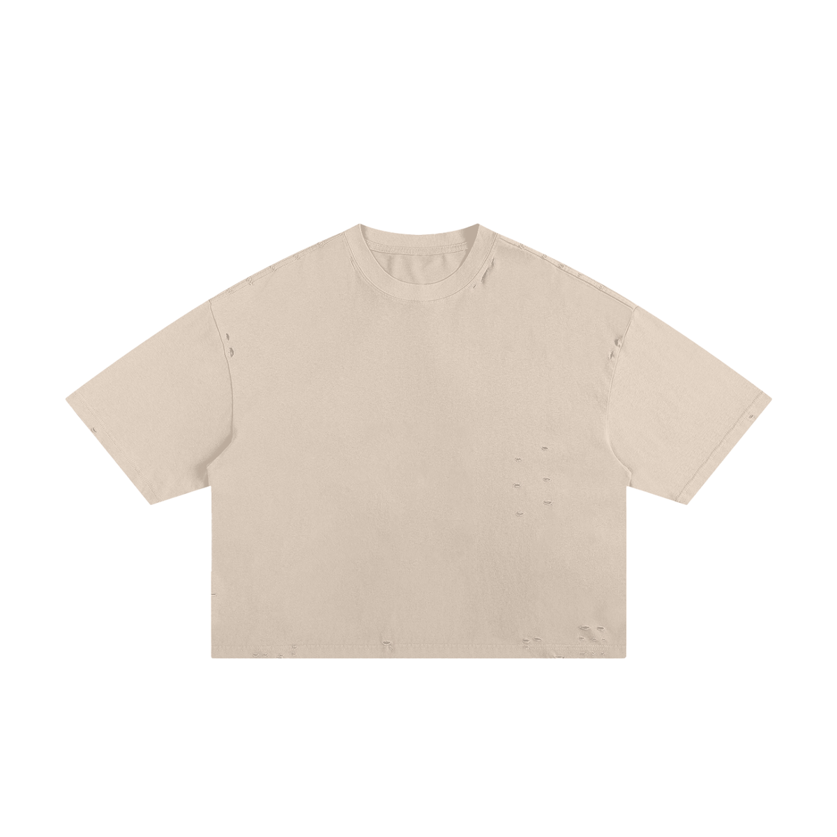 Classic Frayed Boxy Tee in Apricot