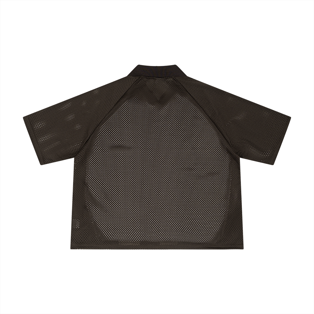 Unisex Striped Mesh Boxy Soccer Jersey in Coffee with Apricot