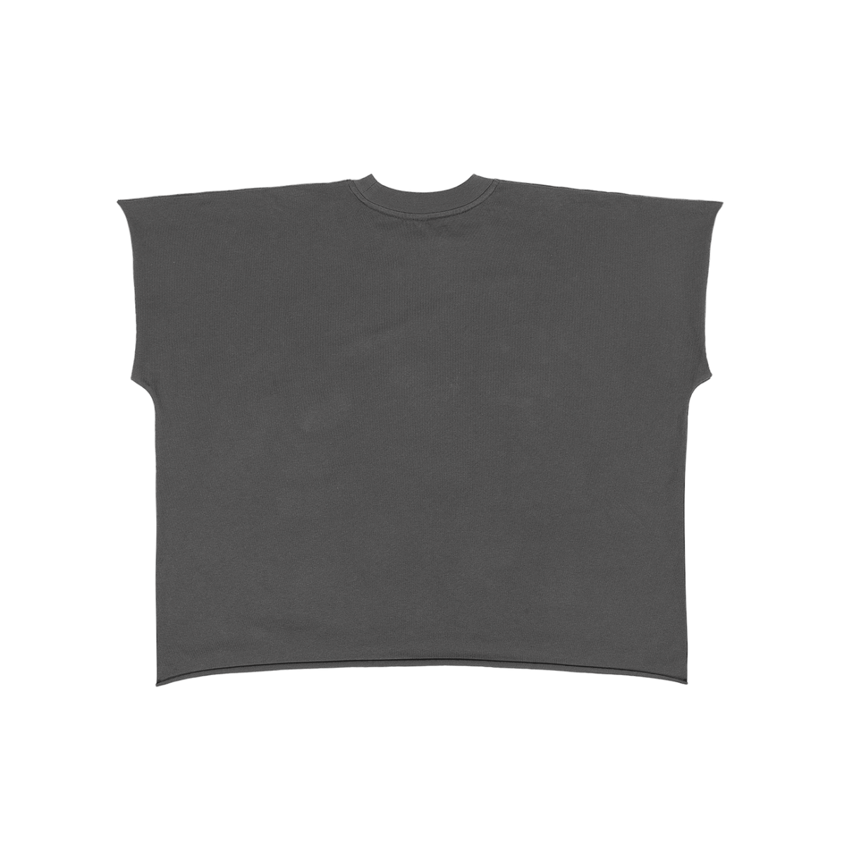 Raw Edge Boxy Non-Shrink T-Shirt in Dark Gray