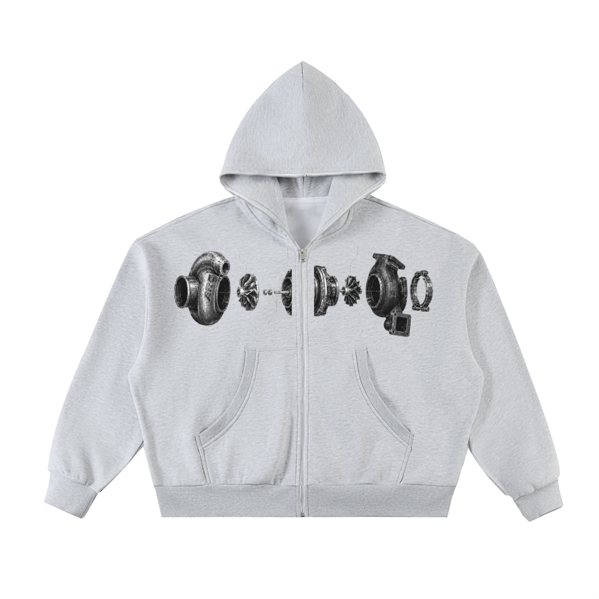 Boost Hoodie — Flower Gray, front