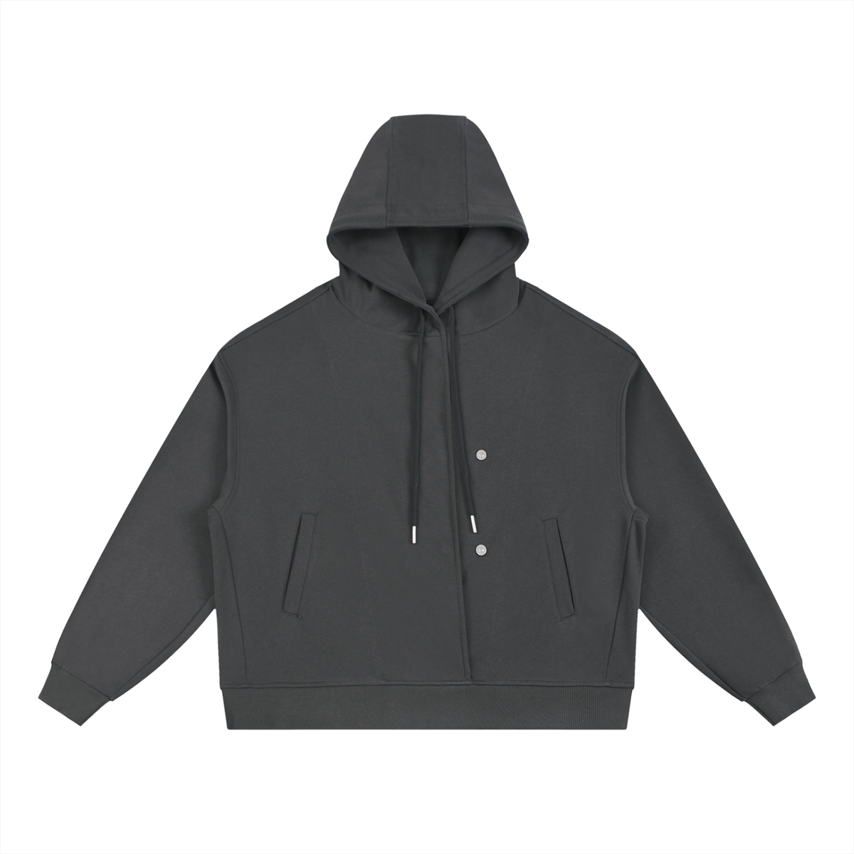 Placket Hoodie in Dark Gray