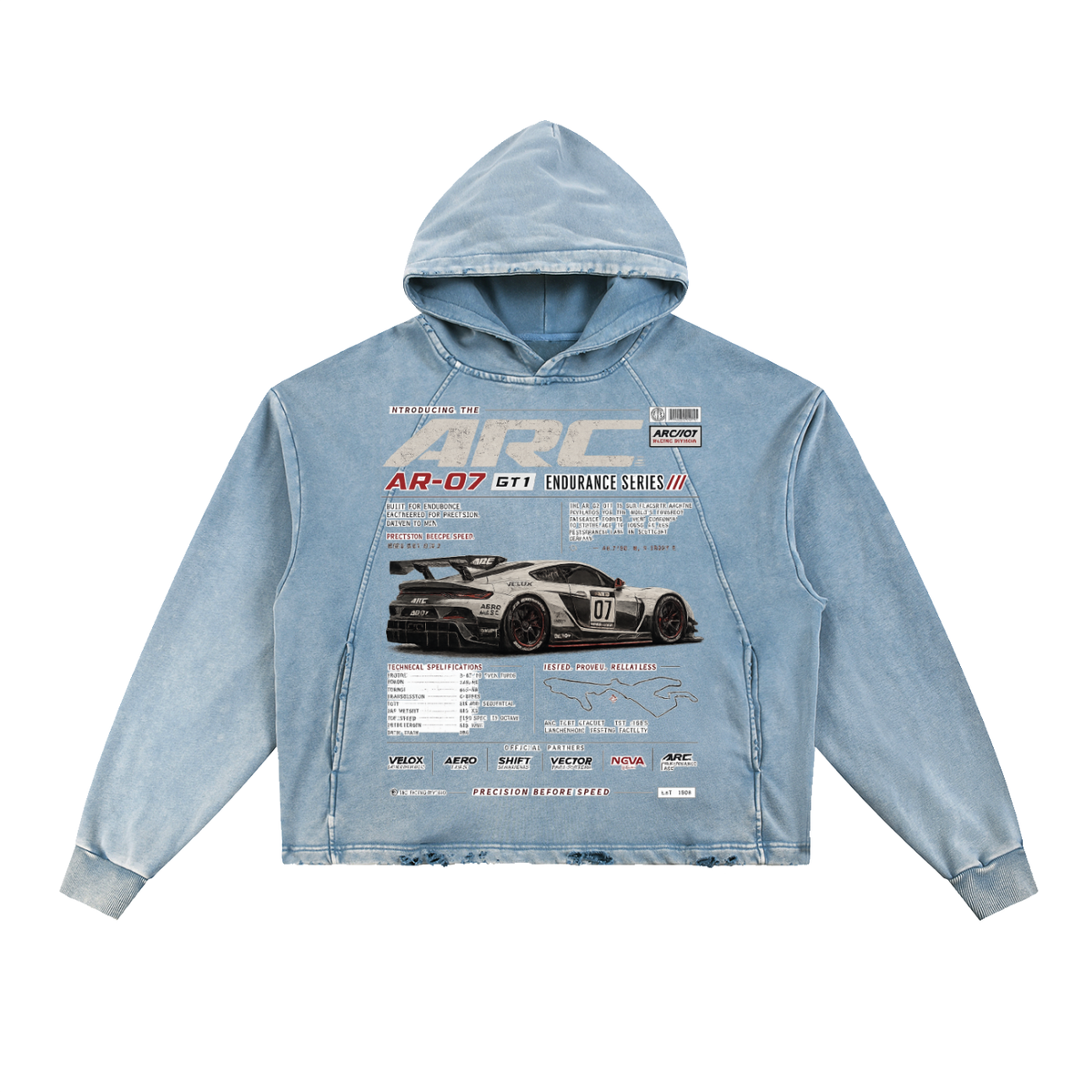 Endurance Hoodie in Washed Blue — front