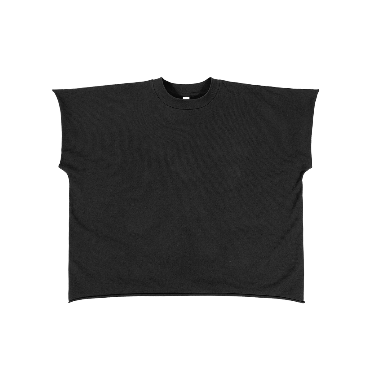 Raw Edge Boxy Non-Shrink T-Shirt in Black