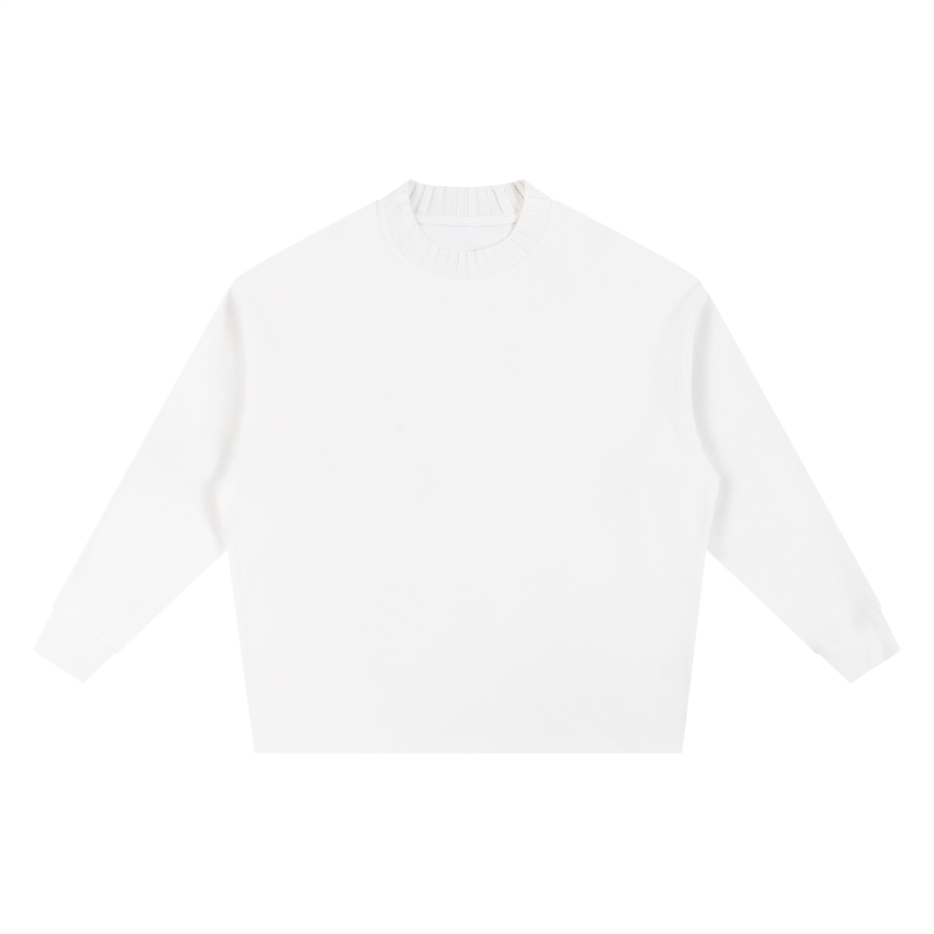 Knitted Round Neck Oversize Sweatshirt in White