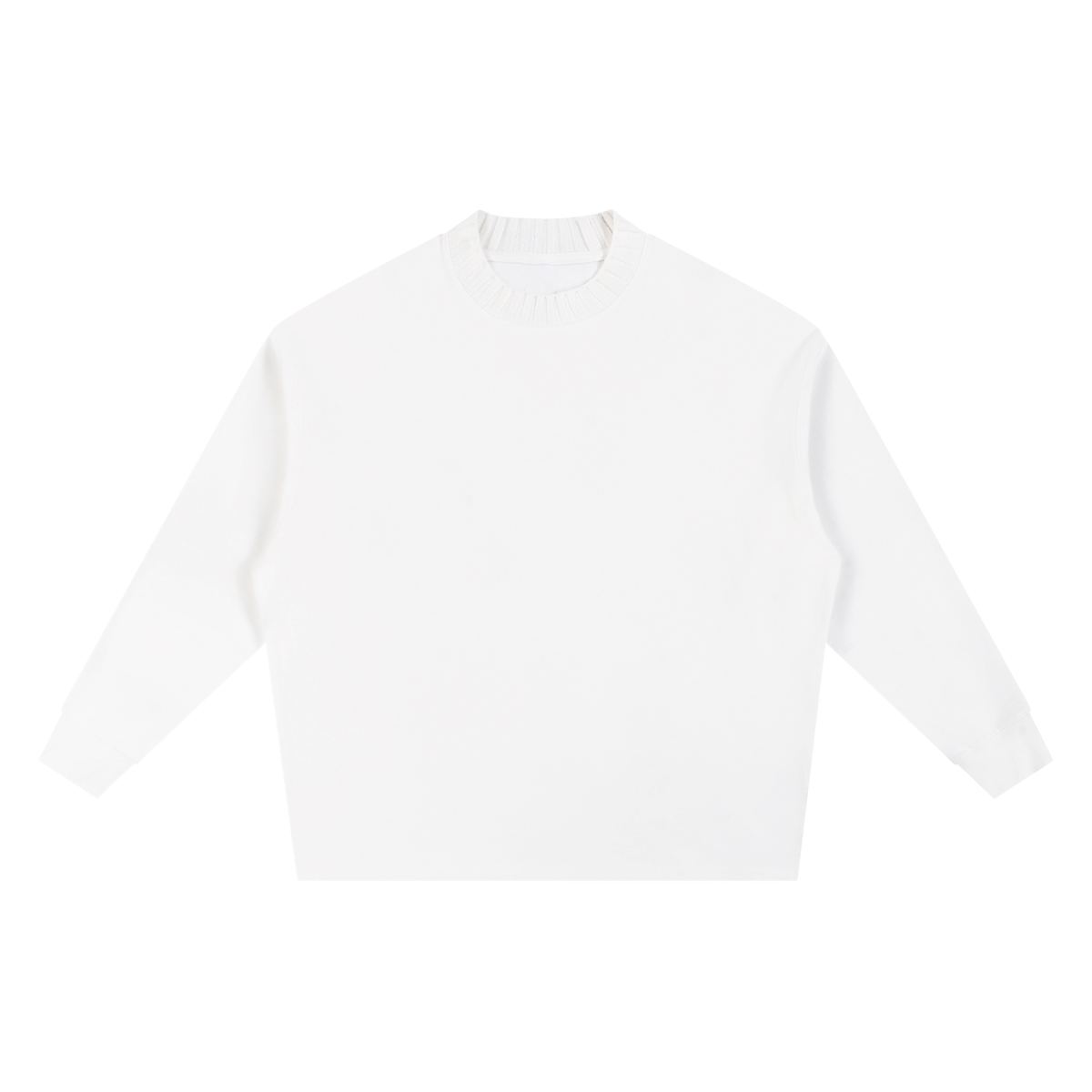 Knitted Round Neck Oversize Sweatshirt in White