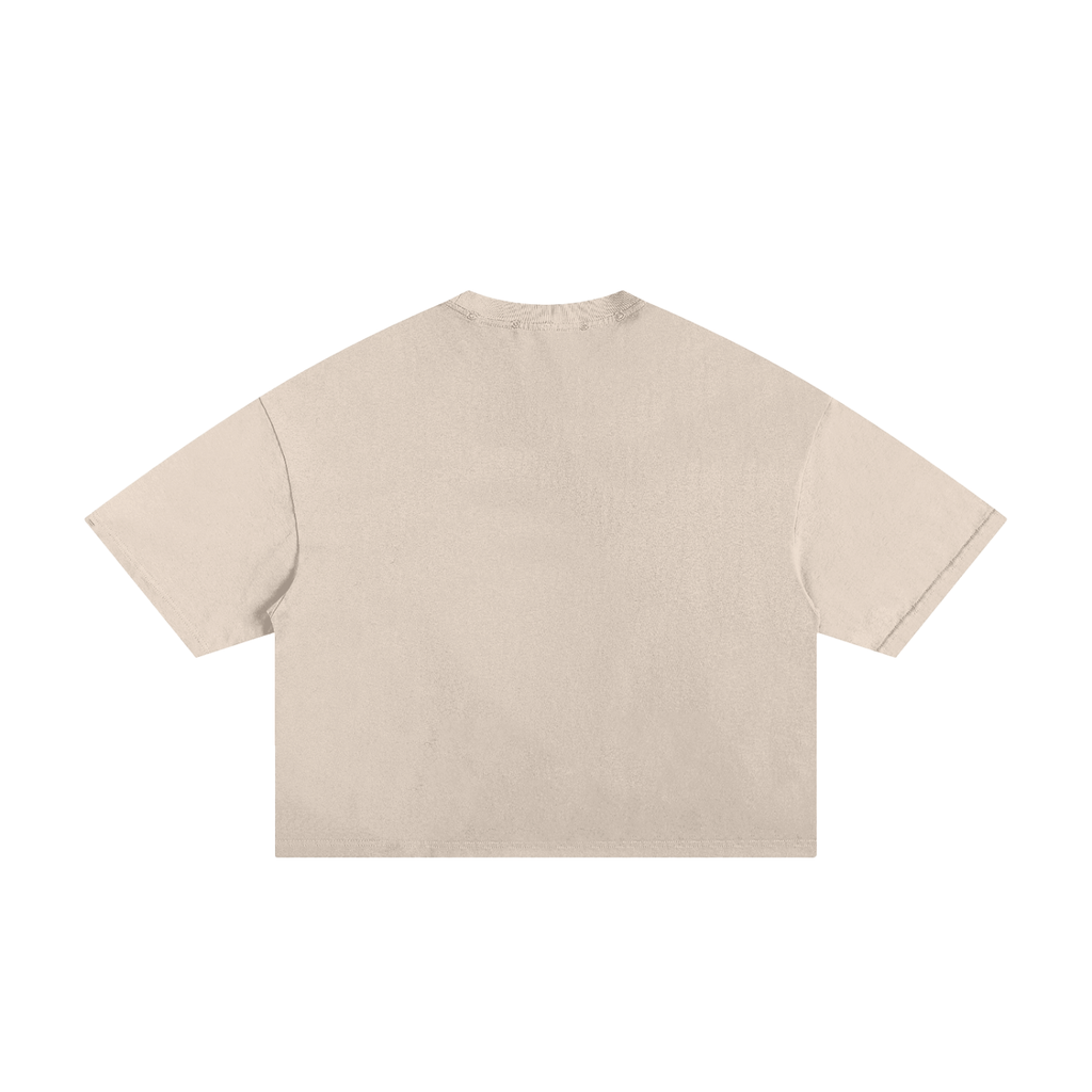 Classic Frayed Boxy Tee in Apricot