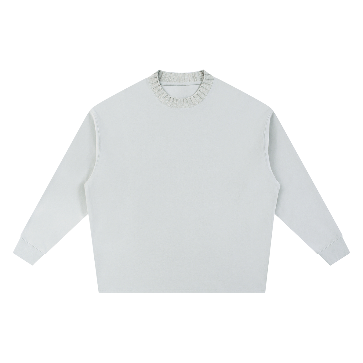 Knitted Round Neck Oversize Sweatshirt in Light Gray