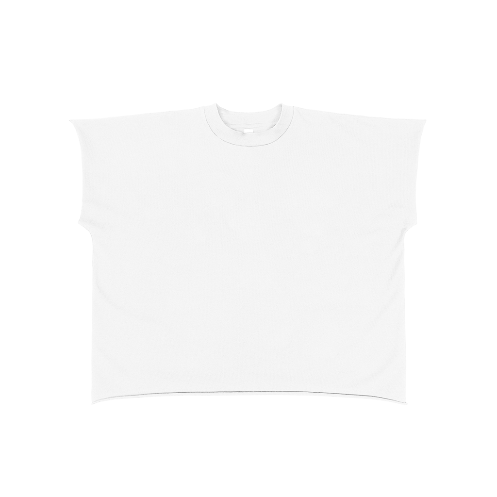 Raw Edge Boxy Non-Shrink T-Shirt in White