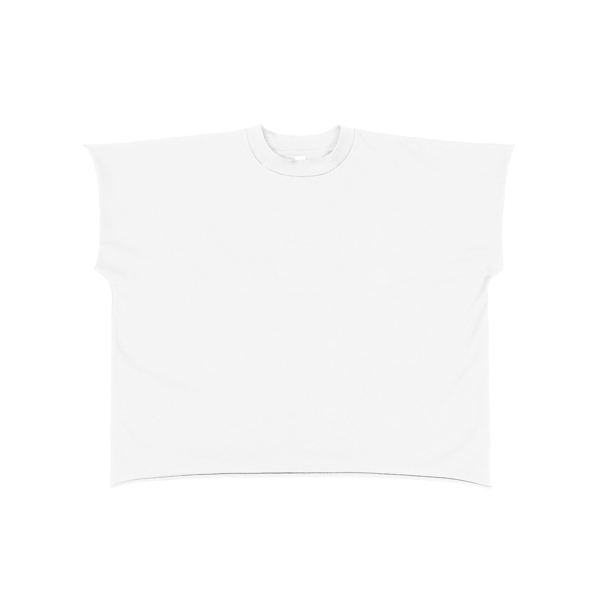 Raw Edge Boxy Non-Shrink T-Shirt in White