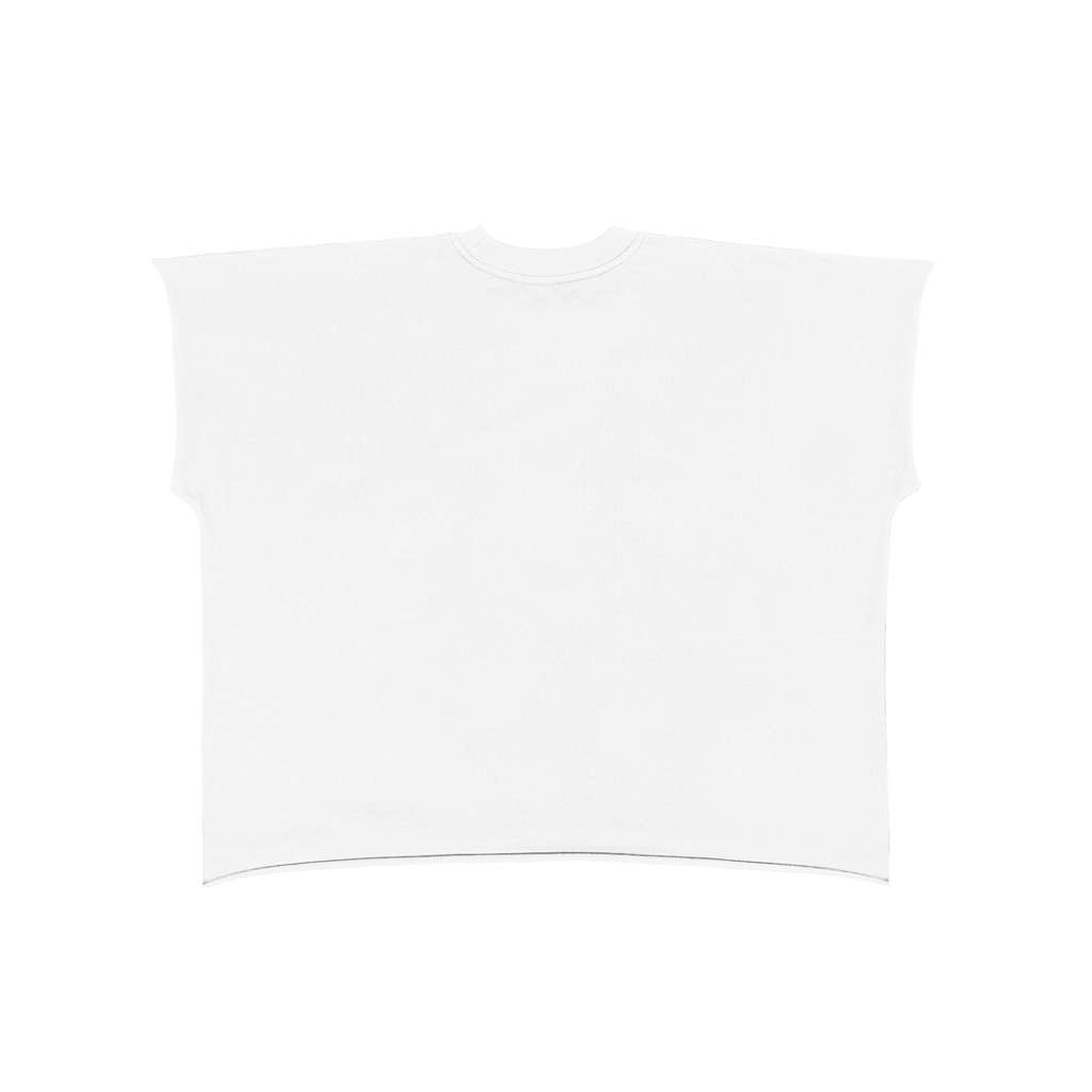 Raw Edge Boxy Non-Shrink T-Shirt in White