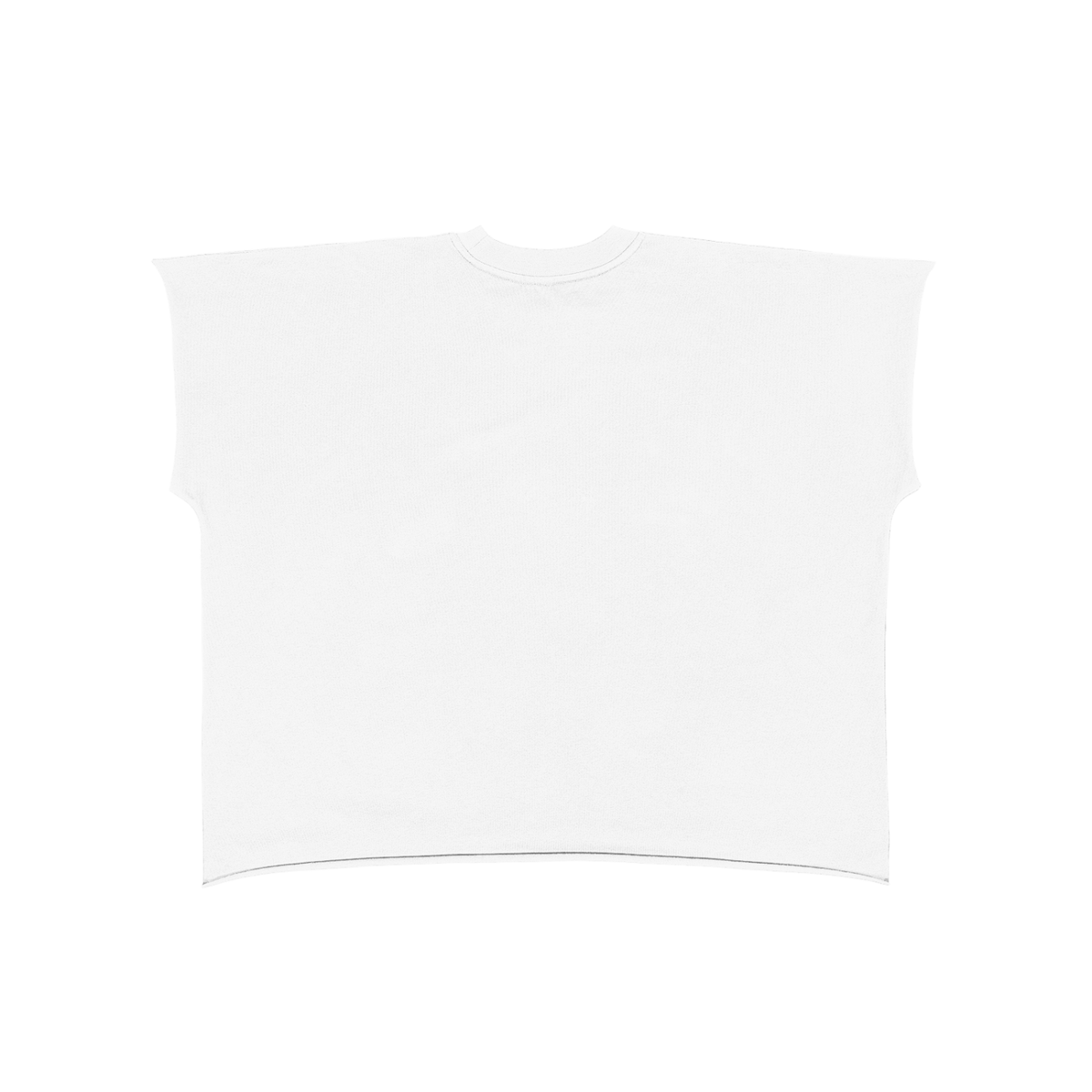 Raw Edge Boxy Non-Shrink T-Shirt in White
