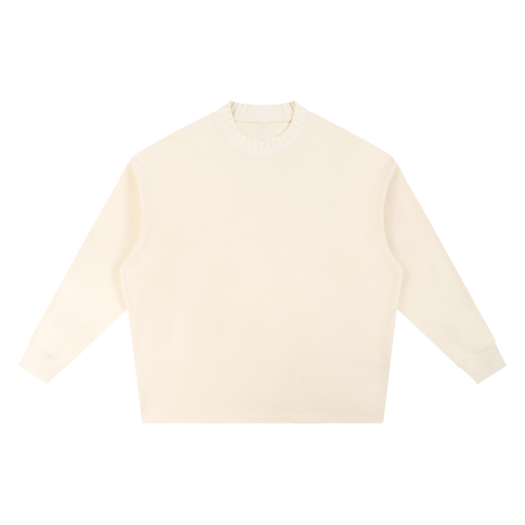 Knitted Round Neck Oversize Sweatshirt in Apricot