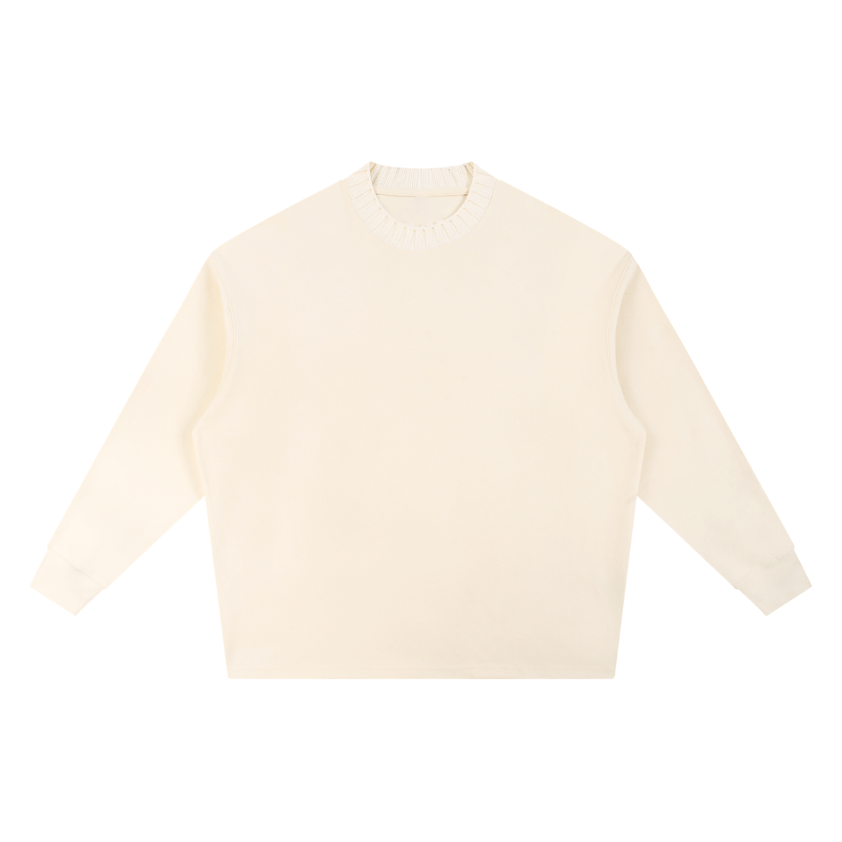 Knitted Round Neck Oversize Sweatshirt in Apricot