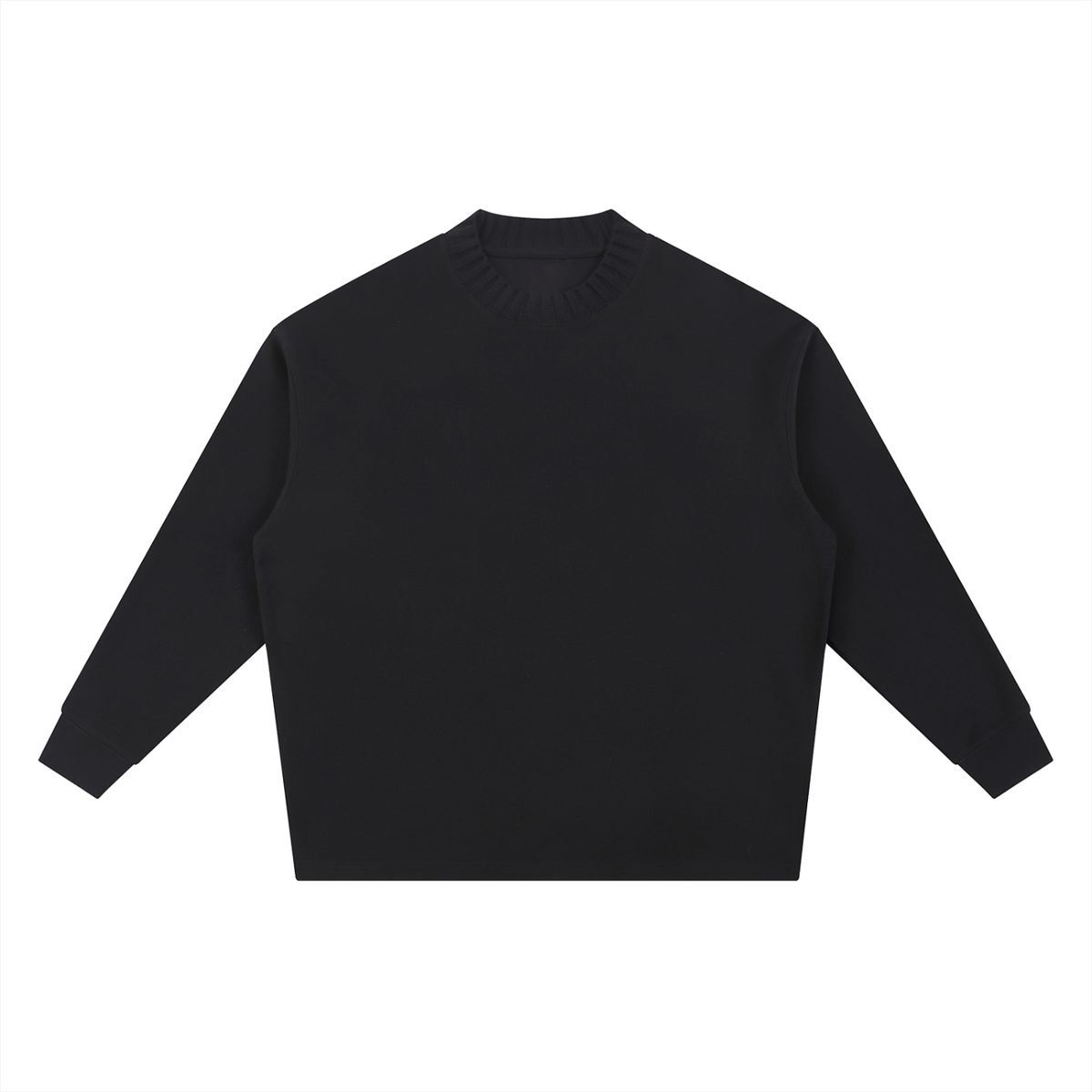 Knitted Round Neck Oversize Sweatshirt in Black