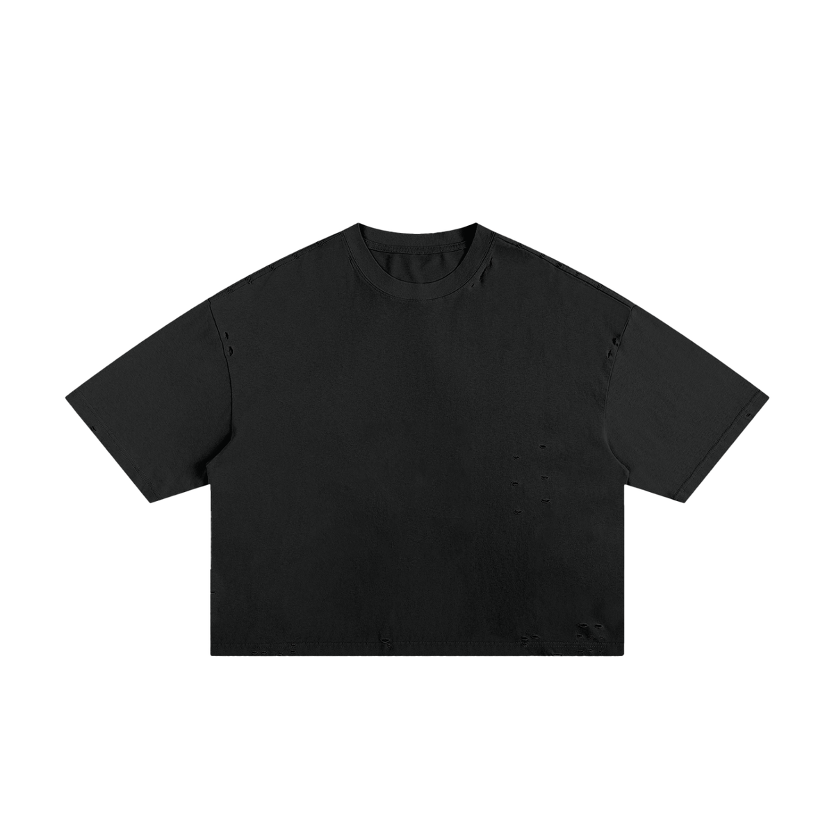 Classic Frayed Boxy Tee in Black