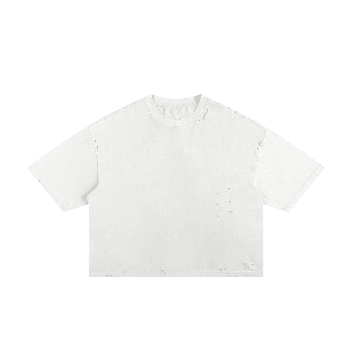 Classic Frayed Boxy Tee in White