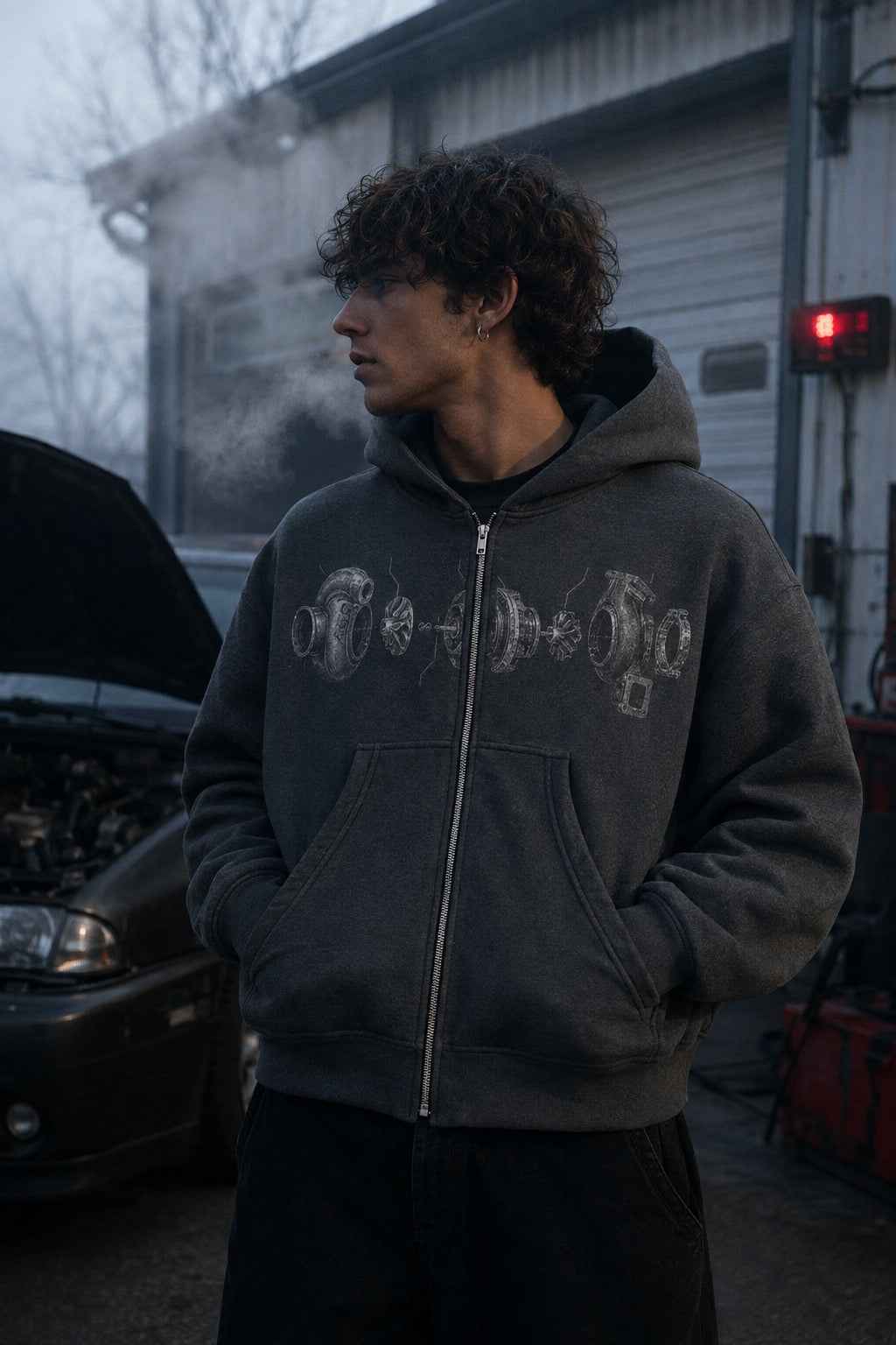 Boost Hoodie — Charcoal Gray, lifestyle