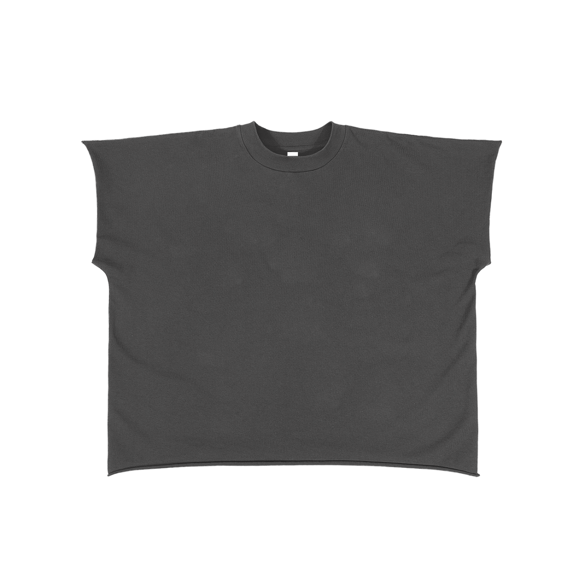 Raw Edge Boxy Non-Shrink T-Shirt in Dark Gray