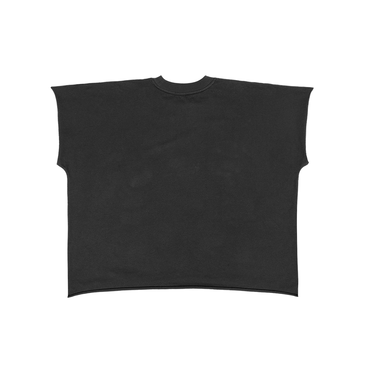 Raw Edge Boxy Non-Shrink T-Shirt in Black