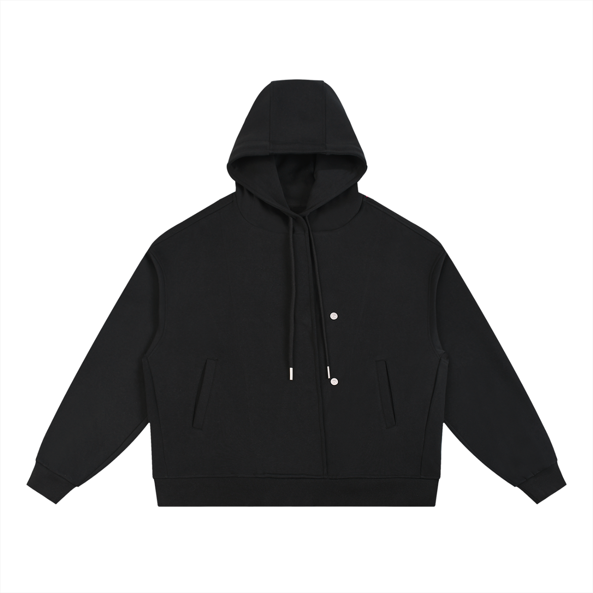 Placket Hoodie in Black