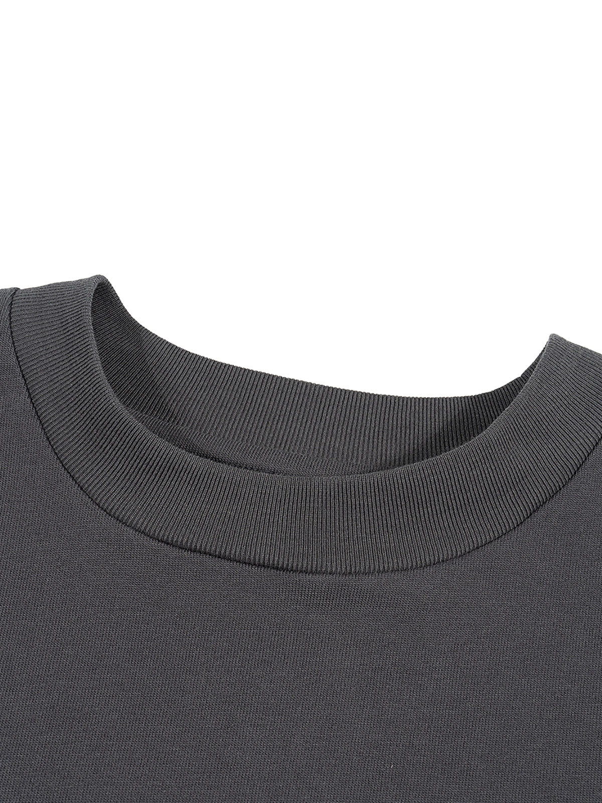 Raw Edge Boxy Non-Shrink T-Shirt in Dark Gray