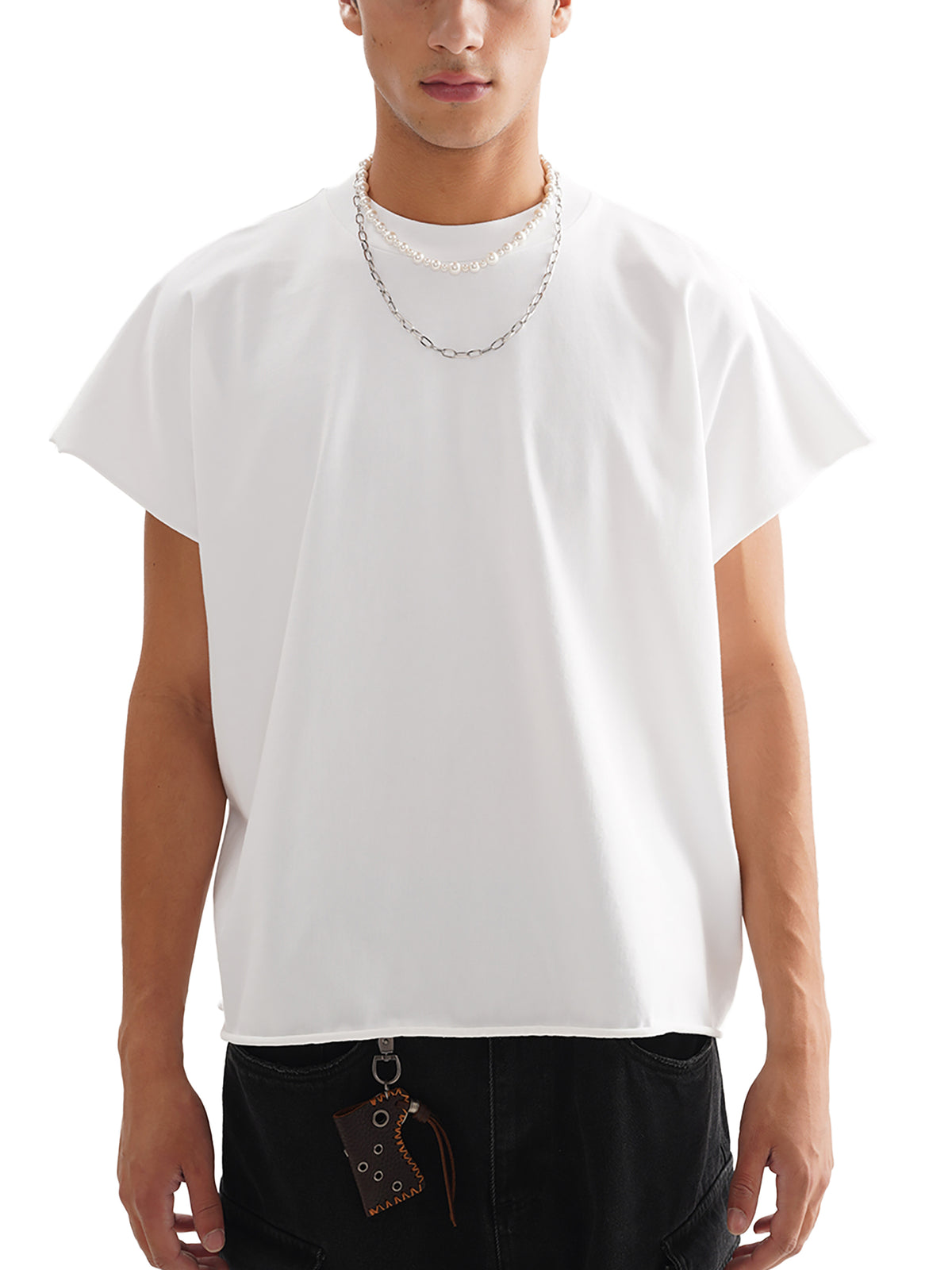 Raw Edge Boxy Non-Shrink T-Shirt in White
