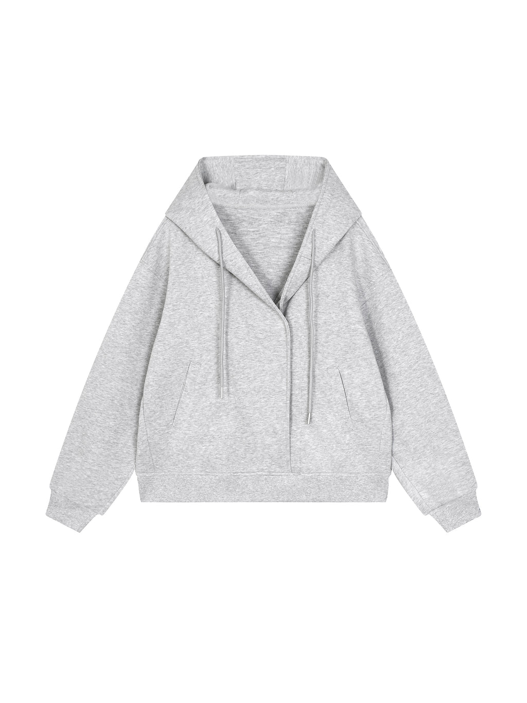 Placket Hoodie in Flower Gray