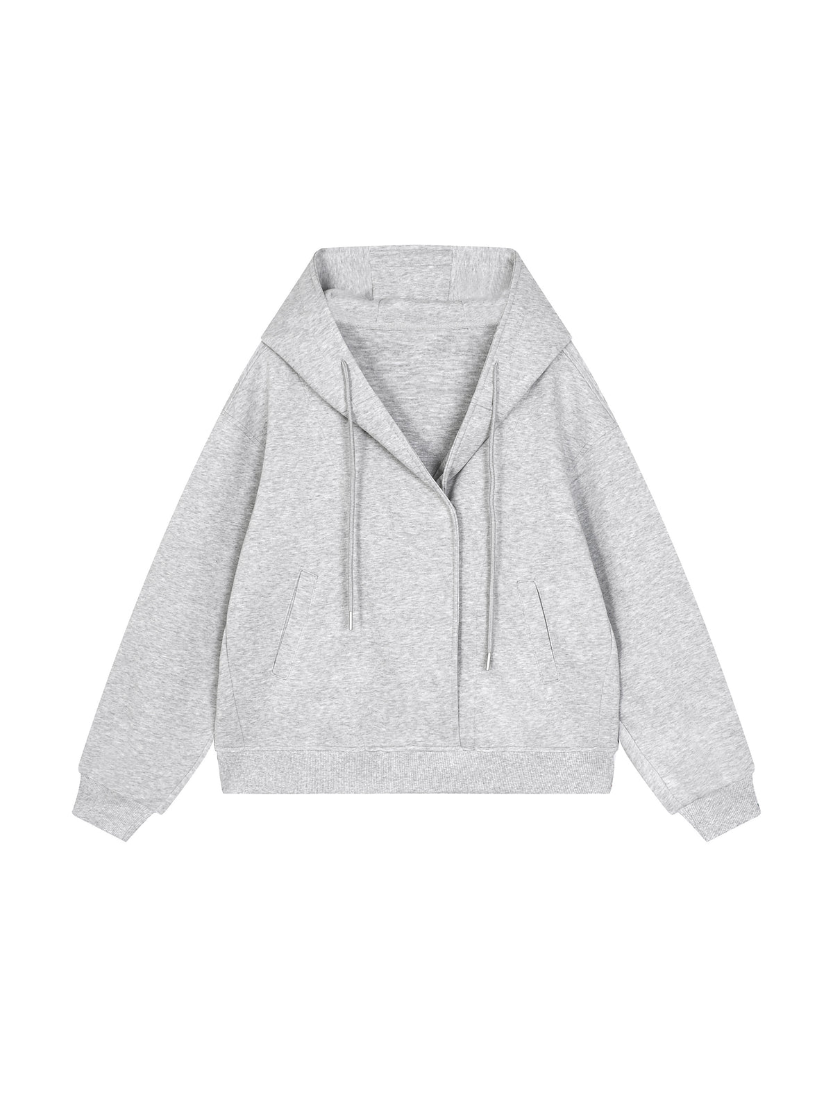 Placket Hoodie in Flower Gray