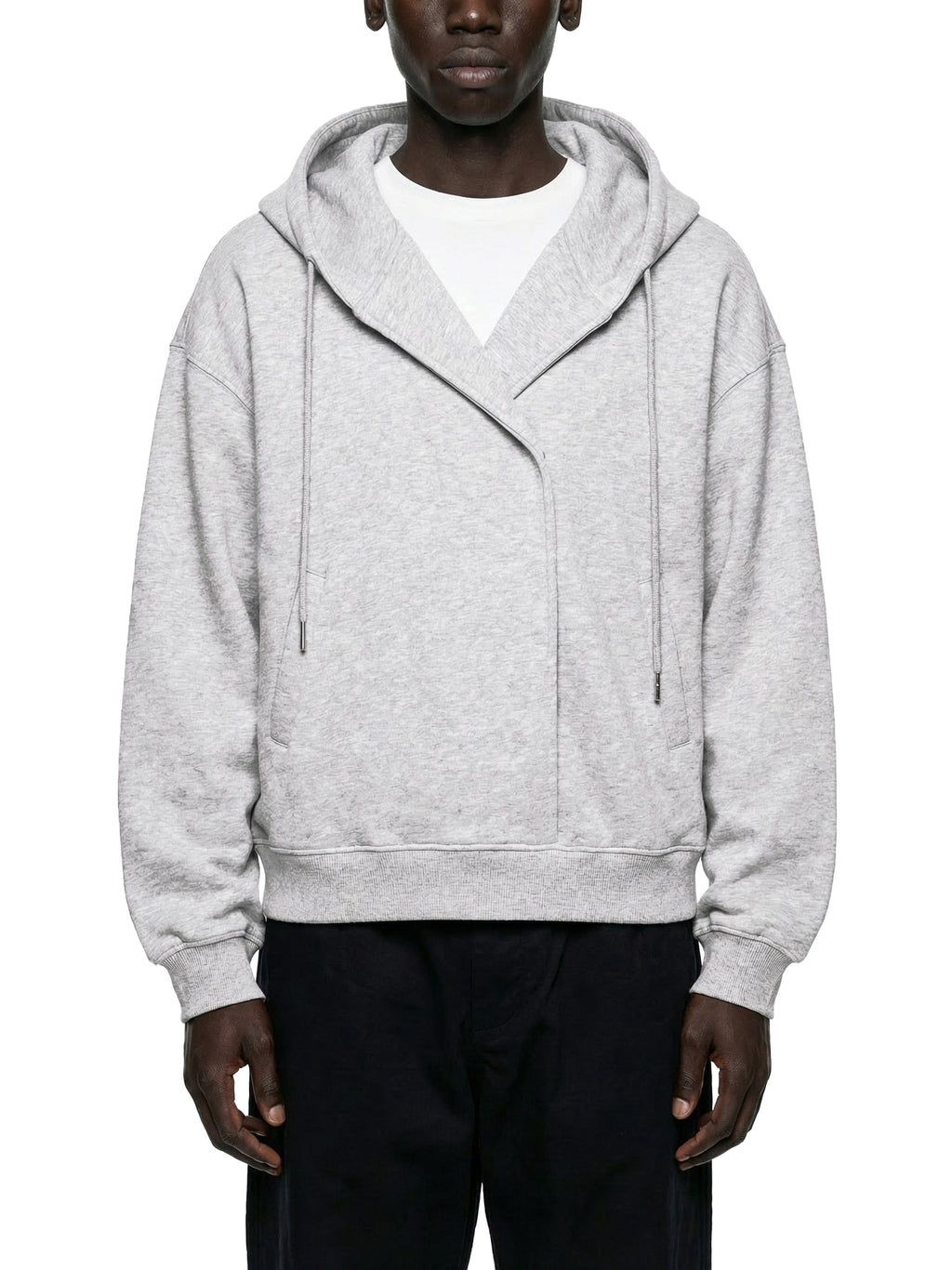 Placket Hoodie in Flower Gray