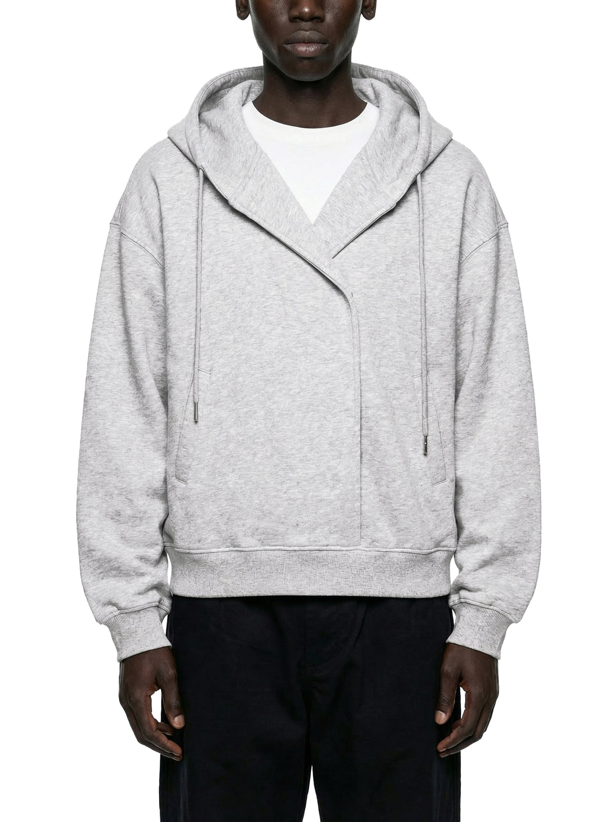 Placket Hoodie in Flower Gray