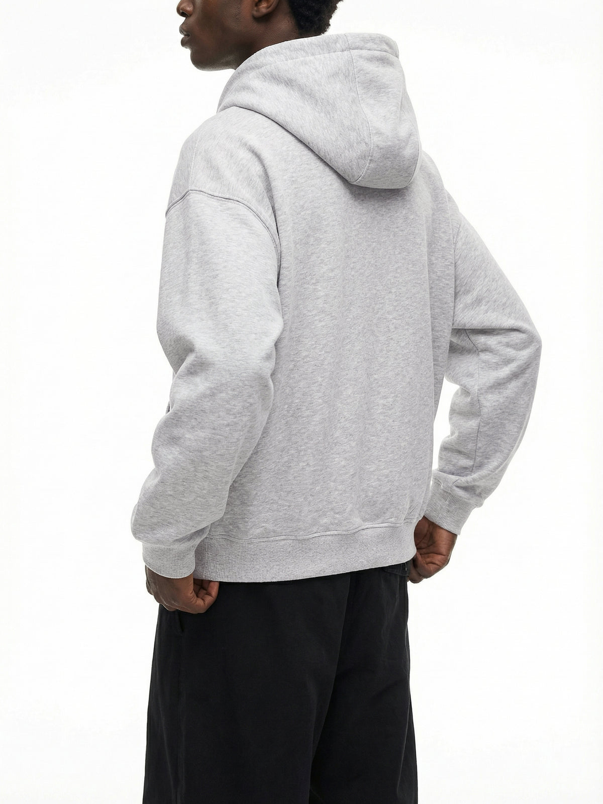 Placket Hoodie in Flower Gray