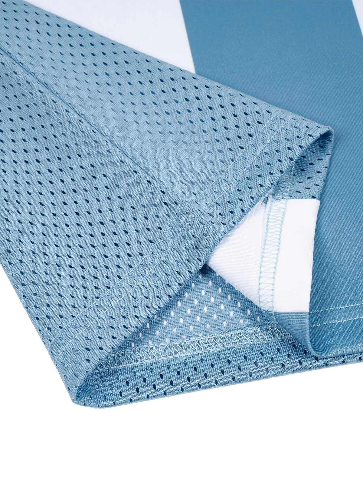 Unisex Striped Mesh Boxy Soccer Jersey in Sky Blue with White