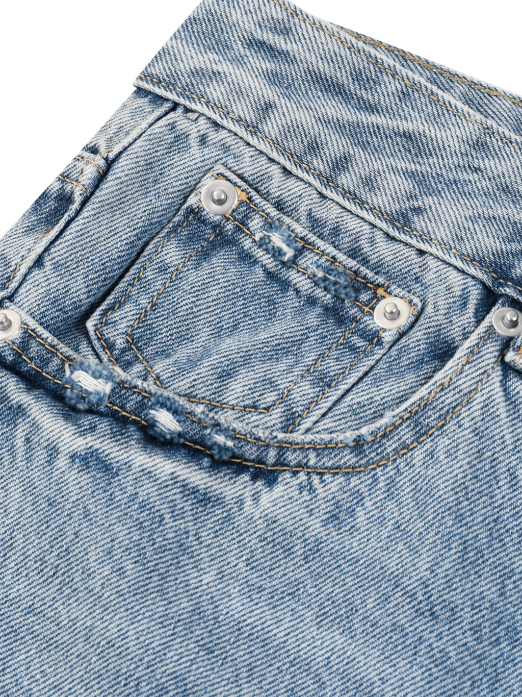 Paddock Shorts in Jeans Blue — back pocket detail