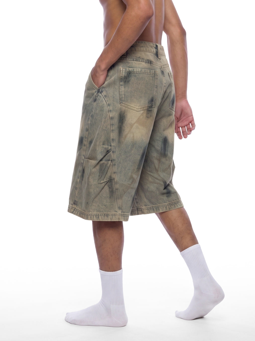 Tread Shorts in Sand Wash — model back angle